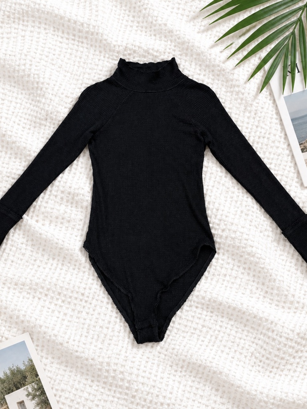 Free People Bodysuit, black, size Large. Softest Cotton.